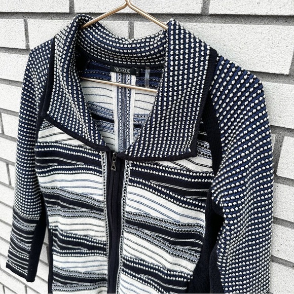 Nic + Zoe Full Zip Up Cardigan Sweater Pockets Cotton Viscose Jacket - Picture 3 of 11